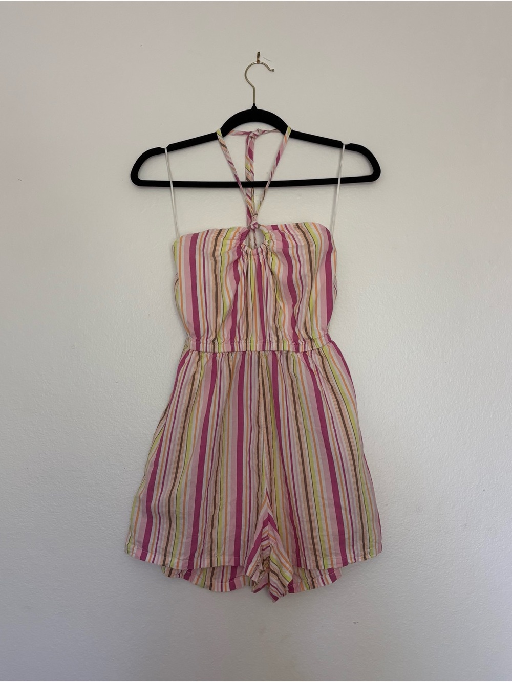 Colorful Striped Romper with halter neck